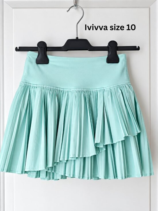 Ivivva Other - Ivivva Girl by Lululemon 🍋Aqua Pleated Layered Skater Tennis Skirt size 10